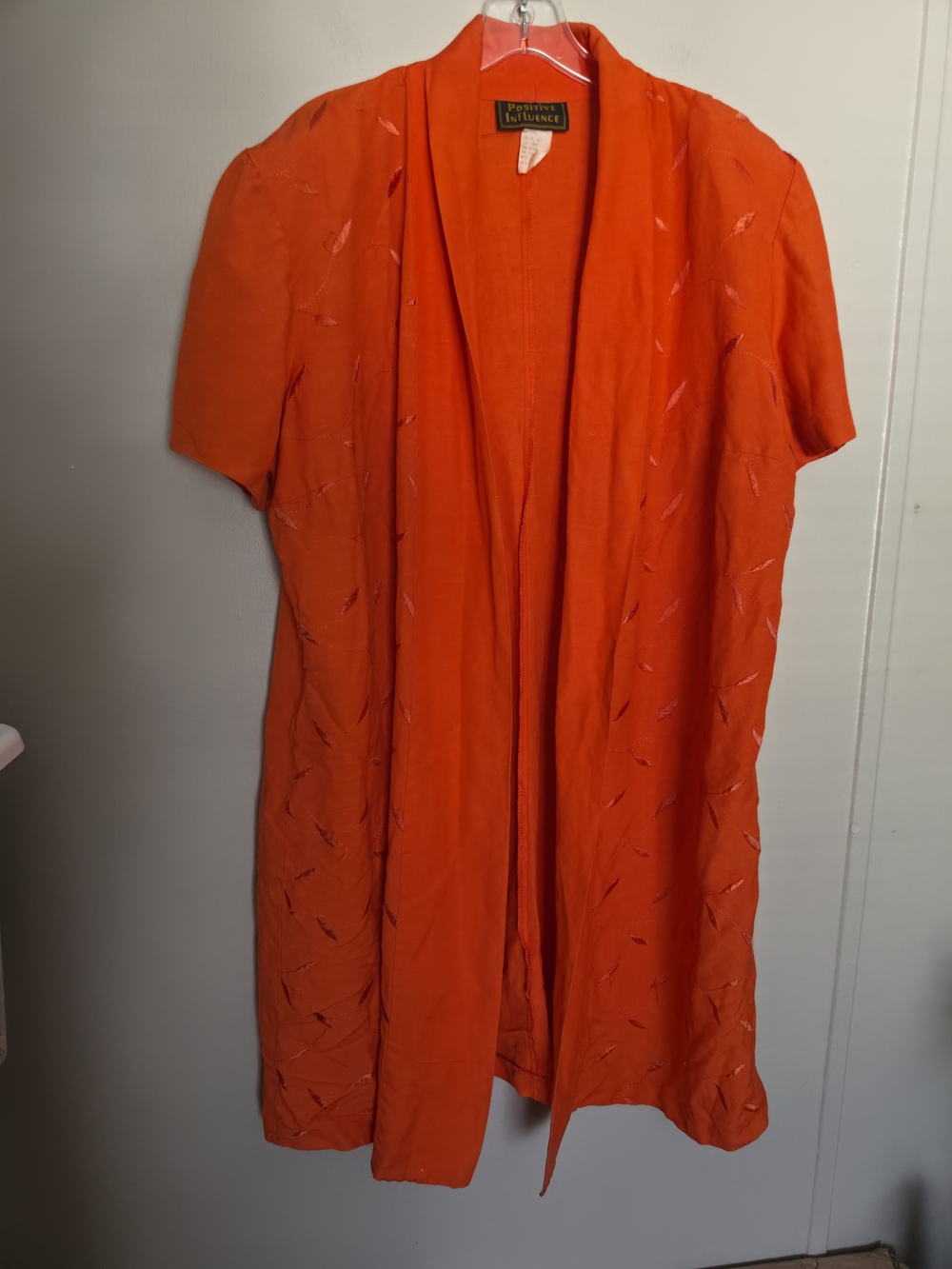 Positive Influence Vintage 90s Linen Blend Open Duster Jacket Size 22W